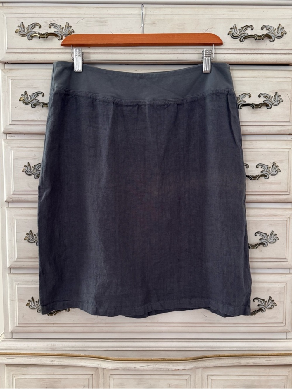 Cut Loose Linen Dark Grey Lagenlook Skirt